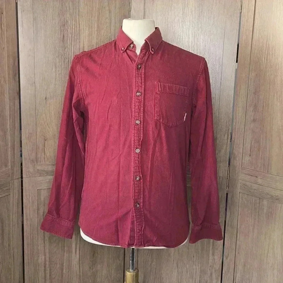 Men's Flannel Red Button-Down Shirt - Picture 2 of 9